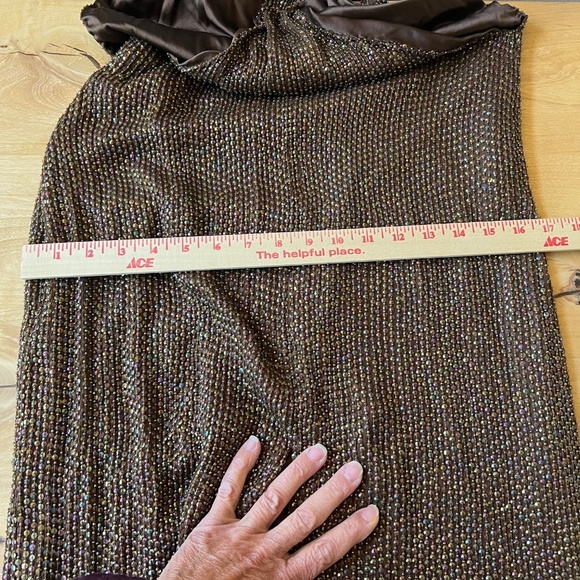 LONG MAXI GOWN BEADED FORMAL COCKTAIL PARTY SHIMMER VTG INSPIRED ELEGANT LUXE - Picture 10 of 11